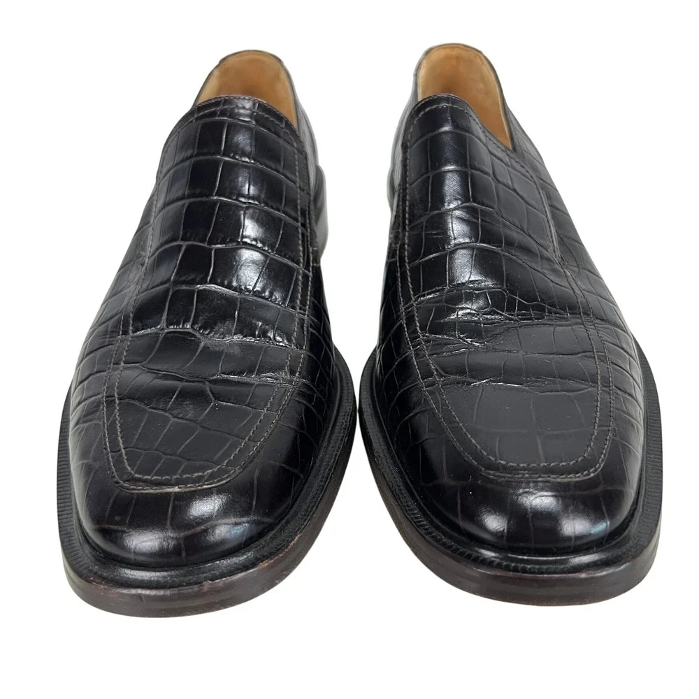 Cole Haan Collection Mens Dark Brown Crocodile Leather Slip On Loafers Size 8 M‎